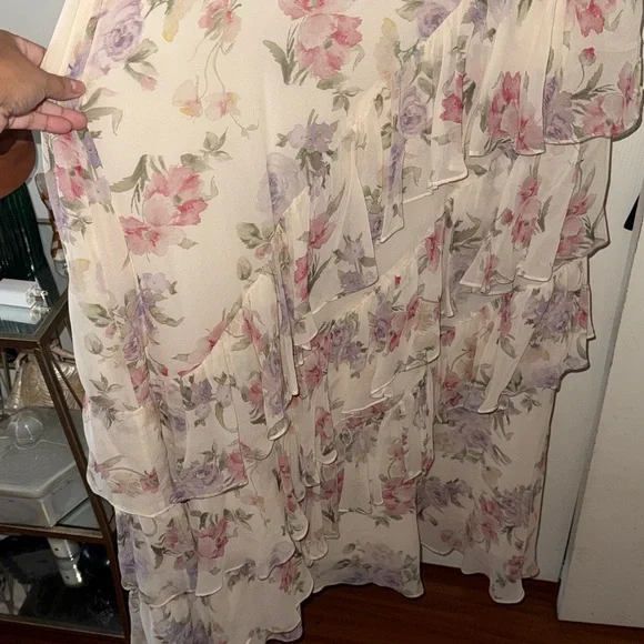 LoveShackFancy Plum maxi tiered off the shoulder silk Dress Size 4 - Picture 12 of 16